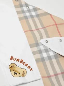Set 2 bavaglini in cotone check con logo Burberry