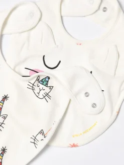 Set 2 bavaglini Stella McCartney Kids in cotone con gattini stampati
