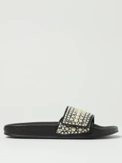 Sliders Fitz Jimmy Choo in pelle e gomma con perl sintetiche