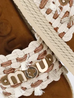 Sliders Mou in pelle e corda intrecciate