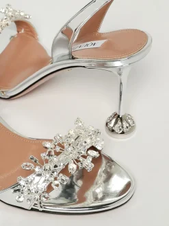 Slingback Aquazzura in vernice laminata con cristalli