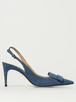 Slingback Sergio Rossi in denim di cotone