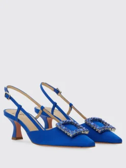 Slingback Stefi Roberto Festa in raso e pelle con fibbia gioiello