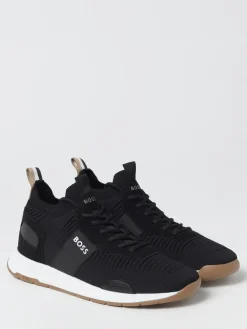 Sneakers Boss in maglia stretch e camoscio
