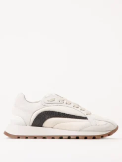 Sneakers Brunello Cucinelli in camoscio e canvas con monile