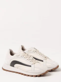 Sneakers Brunello Cucinelli in camoscio e canvas con monile