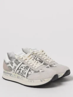 Sneakers Conny Premiata in camoscio e canvas animalier