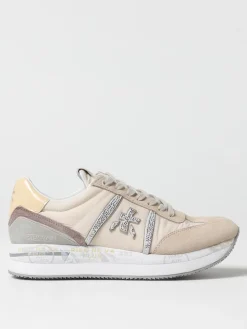 Sneakers Conny Premiata in camoscio e nylon con strass applicati