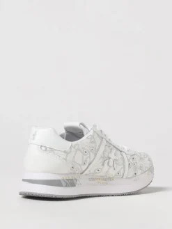 Sneakers Conny Premiata in pelle con ricami floreali