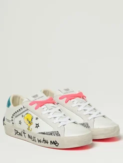 Sneakers Distressed Angry Tweety Bird Crime London in pelle con applicazioni
