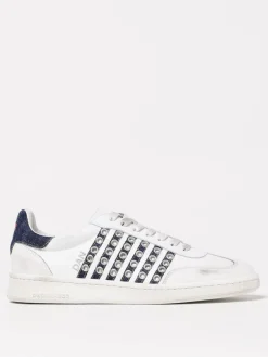 Sneakers Eyelet Dsquared2 in pelle e denim used con occhielli