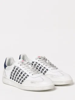 Sneakers Eyelet Dsquared2 in pelle e denim used con occhielli