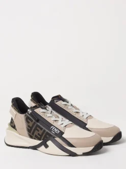 Sneakers Flow Fendi in pelle e e tessuto FF jacquard Eclissi