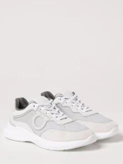 Sneakers Gancini Ferragamo in camoscio e mesh