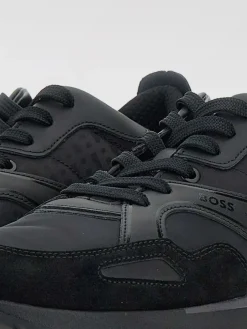 Sneakers Jonah Boss in camoscio e nylon con logo jacquard