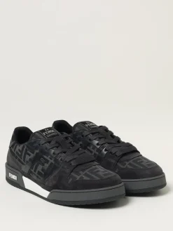 Sneakers Match Fendi in camoscio e misto cotone jacquard