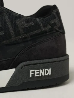 Sneakers Match Fendi in camoscio e misto cotone jacquard