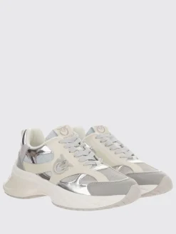 Sneakers Pinko in pelle e tessuto lamè