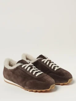 Sneakers Santoni in camoscio e shearling