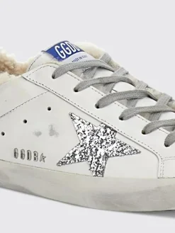 Sneakers Super-Star Golden Goose in pelle e glitter used