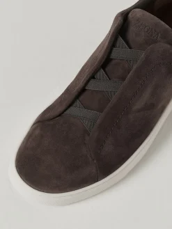 Sneakers Triple Stitch Zegna in camoscio