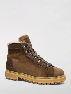 Stivaletto Santoni in nabuk martellato e shearling