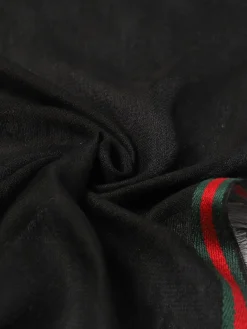 Stola GG Gucci in seta e cotone jacquard con fascia Web