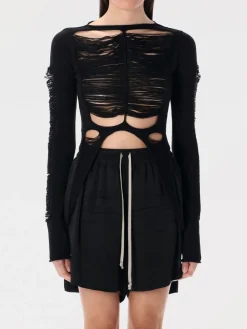 Top distressed Rick Owens in maglia di lana