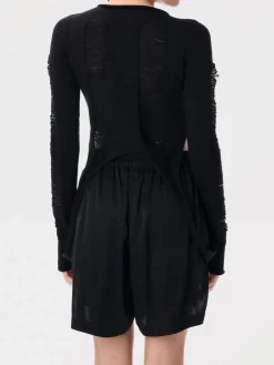 Top distressed Rick Owens in maglia di lana