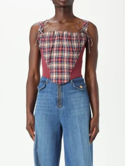 Top Vivienne Westwood in lino e cotone con stampa check