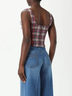 Top Vivienne Westwood in lino e cotone con stampa check