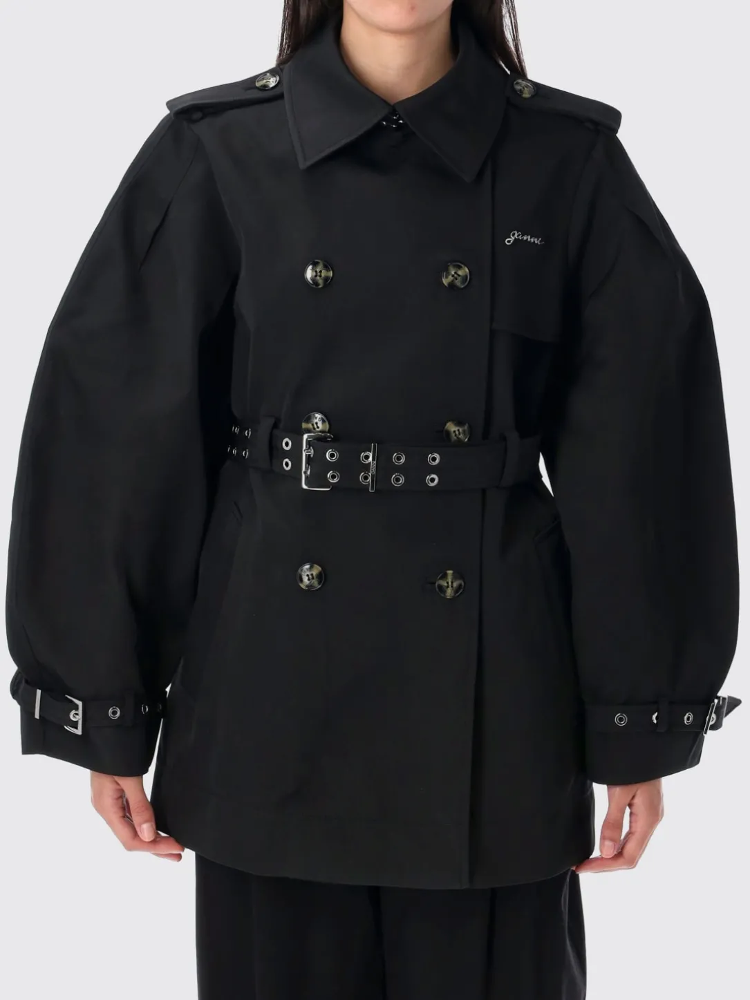 Trench Ganni in twill di cotone