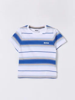 T-shirt a righe con logo Boss