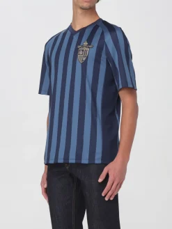 T-shirt a v Fendi a righe con stemma in poliestere