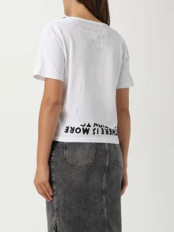 T-shirt a v in cotone stampata Mm6 Maison Margiela