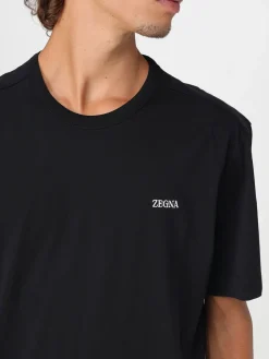 T-shirt basic in cotone con logo Zegna