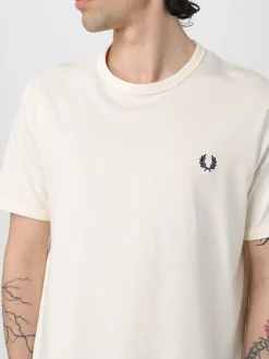 T-shirt basic in cotone con mini logo Fred Perry