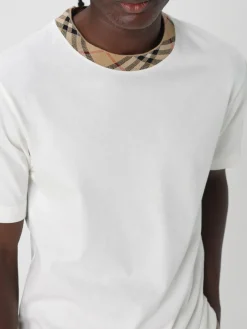 T-shirt Burberry in cotone con dettaglio Check