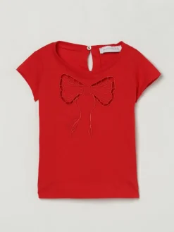 T-shirt con fiocco ricamato Monnalisa