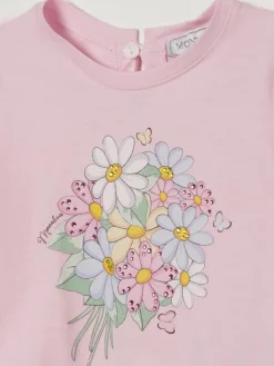 T-shirt con stampa floreale Monnalisa