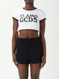 T-shirt crop con maxi logo GCDS