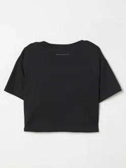 T-shirt crop con maxi logo Mm6 Maison Margiela