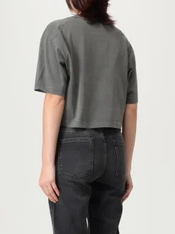 T-shirt crop in cotone con logo Moschino Jeans