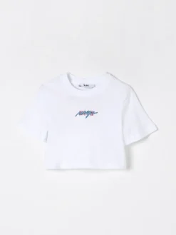 T-shirt crop stampata in cotone MSGM Kids