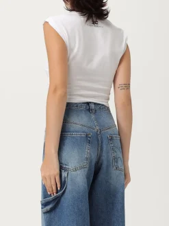 T-shirt cropped Elisabetta Franchi in cotone con monogram