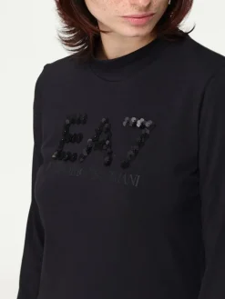 T-shirt EA7 in cotone con logo di paillettes