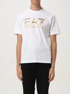 T-shirt EA7 in cotone con logo laminato