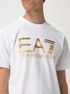 T-shirt EA7 in cotone con logo laminato