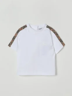T-shirt in cotone con bande check Burberry