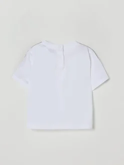 T-shirt in cotone con bande check Burberry